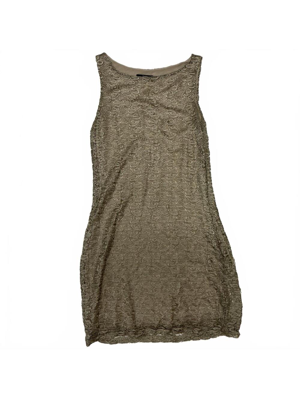 TART Women’s Medium Taupe Lace Overlay Sleeveless Shift Dress Cocktail